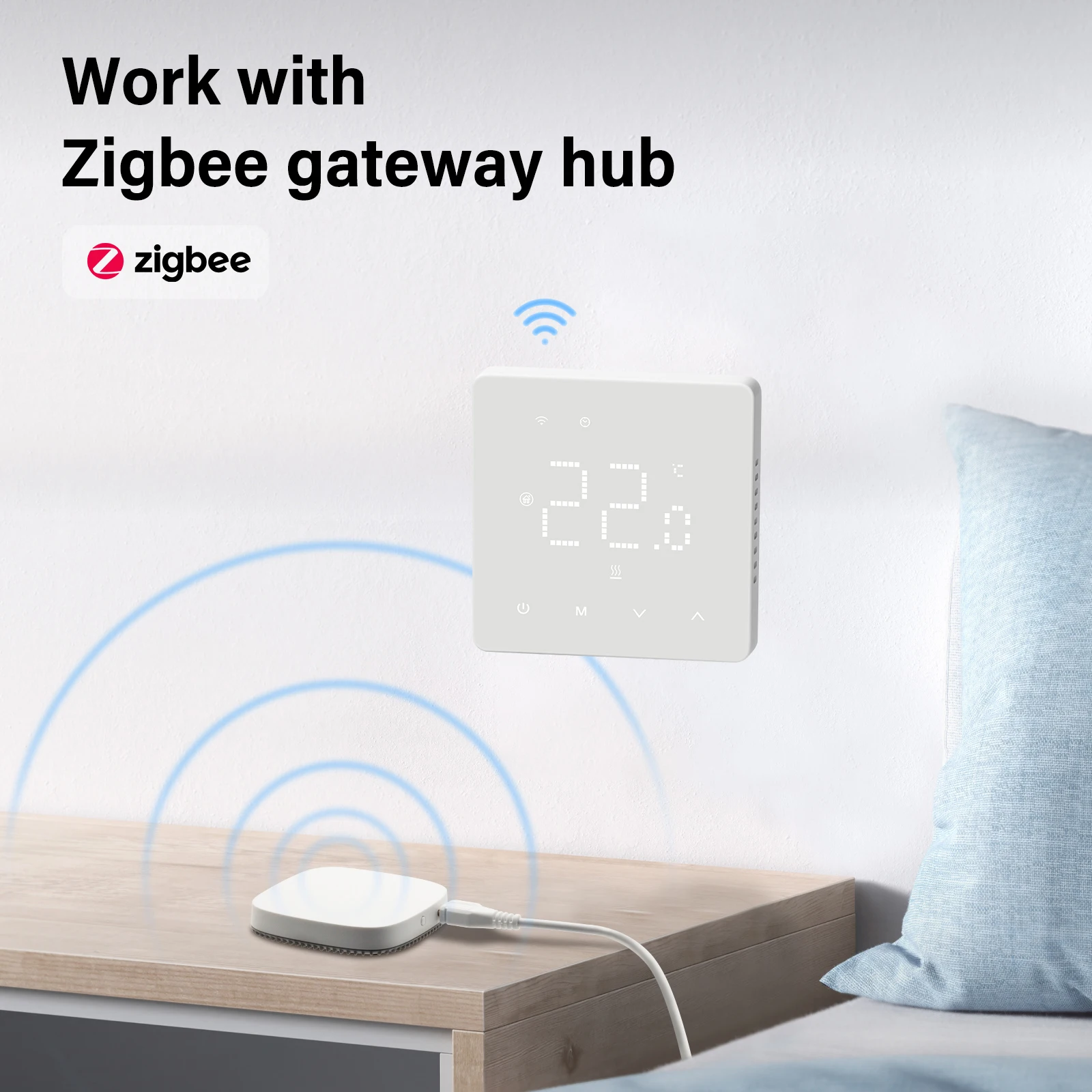 Tuya WiFi Water Heating System Smart Zigbee Thermostat Central Heating Wired Hub