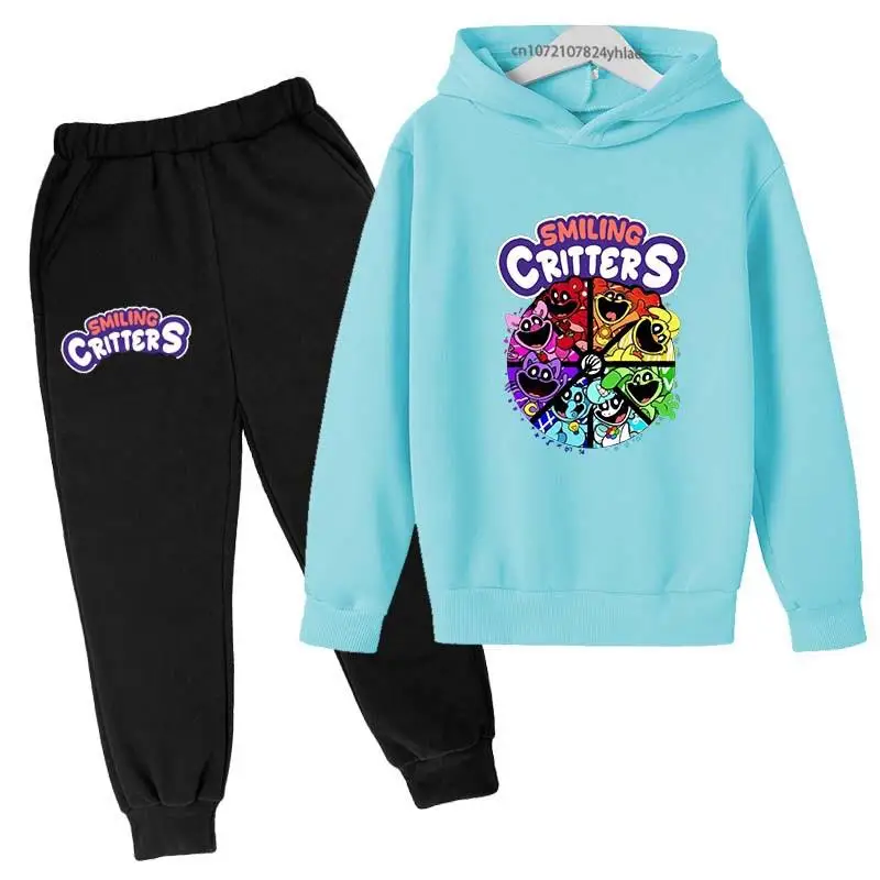 thumbnail image 1 of Conjunto de sudadera con capucha y pantalones con estampado de dibujos animados para niños y niñas de 2 a 13 años, 2 piezas, para primavera y otoño, 1 of 5
