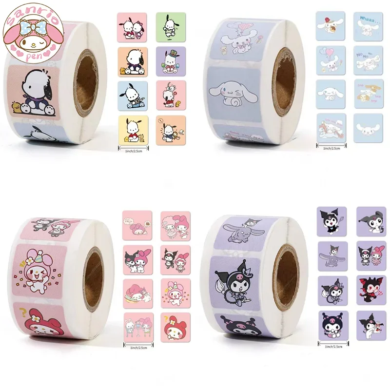 

Sanrio 2 рулона стикеров Kawaii Melody Kuromi Cinnamoroll милые уплотнительные наклейки детские игрушки декоративные стикеры подарок оптовая продажа