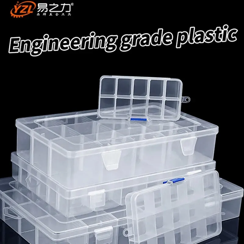 Portable Transparent Storage Box Grids Plastic Clear Organizer with Cover for Jewelry Earrings Screw Nails Parts tool storage box parts storage box plastic tool box storage organizer box