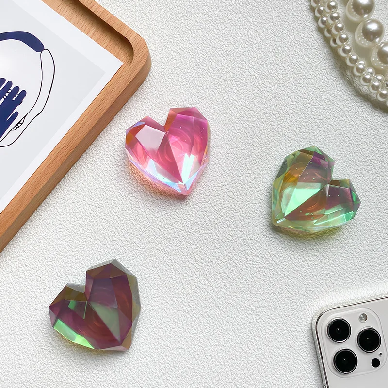 솔리드 레이저 기하학 러브 하트 범용 전화 홀더 Griptok 스마트 폰 그립 지원 Tok 접이식 손가락 스탠드 소켓
