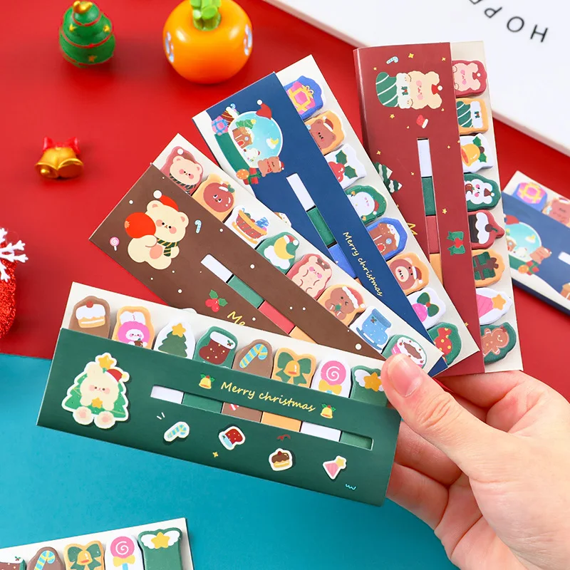 

Christmas Index Memo Pad Sticky Notes Page Markers Paper Index Bookmark Cartoon Student Cute Stationery Classify File