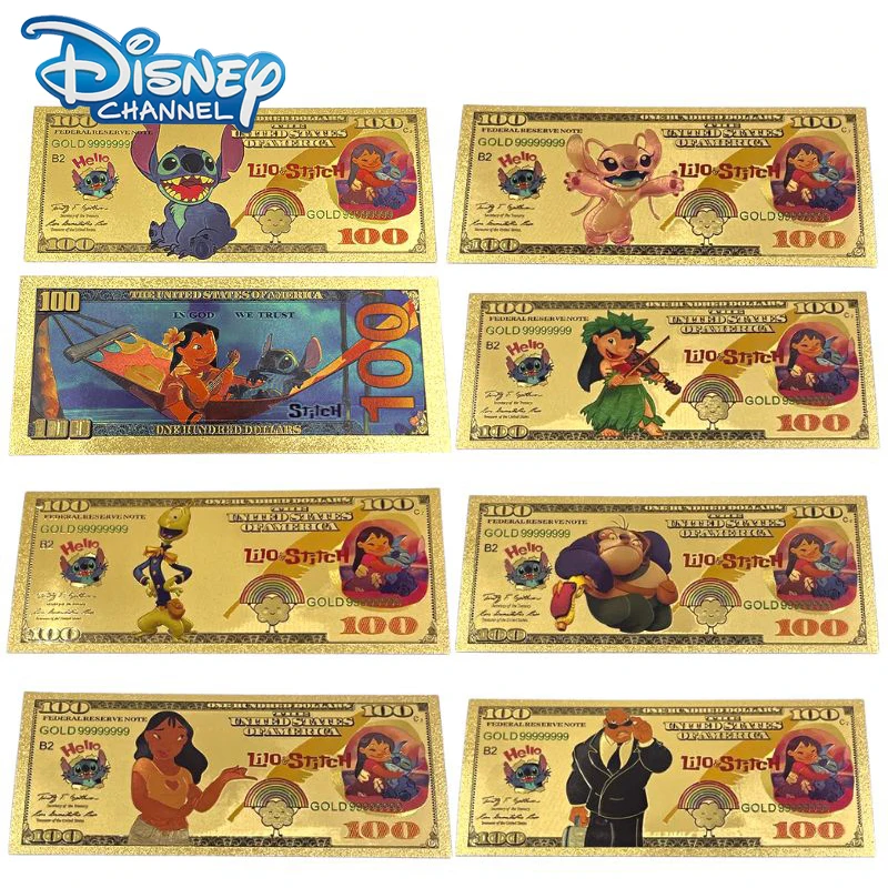 

Kawaii Disney Anime Figure Stitch Commemorative Banknote Art Craft Movie Fake Money Kids Toys Cartoon Bookmark Home Decor Gift