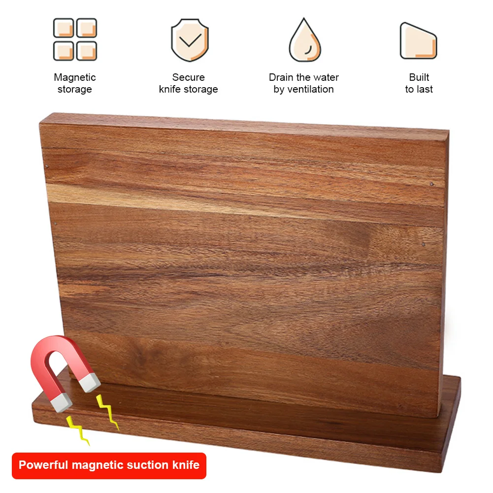 Magnetic Wooden Knife Holder Double Sided Universal Knife Stand