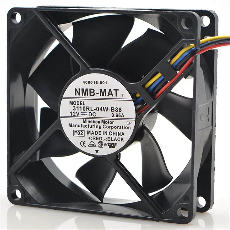 PWM �µ� ���� ���� �ð� ��ǳ��, NMB-MAT 3110RL-04W-B86 DC 12V 0.65A 8cm 8025 80x80x25mm, 4 ���̾�