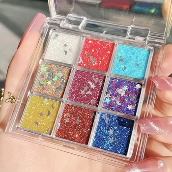 Heallor Glitter Gel for Eyes Hair Body Face Shimmer Diamond Eye Shadow Sequins Gel Cream Flashing Nail Stickers Festival Makeup - Thumbnail 5