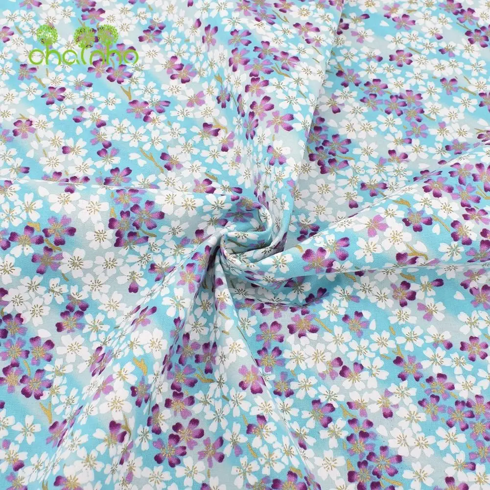 Chainho,Printed Plain Weave Cotton Fabric,DIY Quilting Sewing Material,Patchwork Cloth,Bronzing Series Textile,20x25cm,15CD33