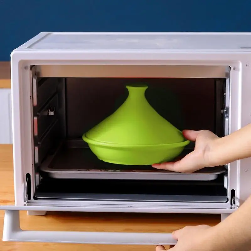 

Moroccan Tajine Pot Tajine with Silicone Cone-Shaped Closed Lid for Microwave Oven Tagine Pot for Stovetop Cast Cooking Pot