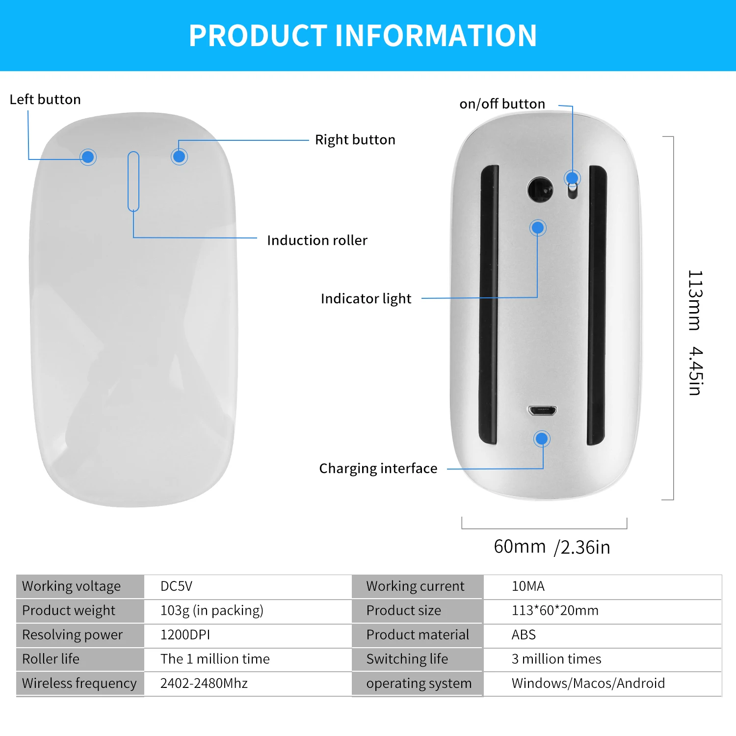 Wireless Mouse Bluetooth Wireless Mouse For Apple Macbook air Pro For Xiaomi Laptop PC Rechargeable Mice Huawei Matebook Notebook Computer