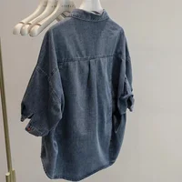 Chemise de cowboy à simple boutonnage pour femme, col polo confortable, chemisier pour femme, nouvelle mode, printemps, automne, 2024 6