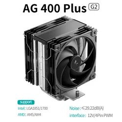 DEEPCOOL AG400 High - Performance Dual - Fan CPU Air Cooler (Black)
