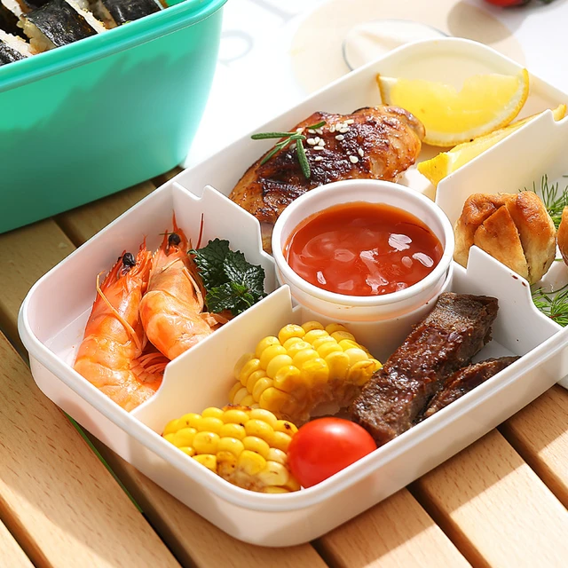 Salad Lunch Container 2L Large Capacity Bpa Free Salad Lunch Box with 4  Compartments Tray Leak-Proof Portable Kitchen Tableware - AliExpress