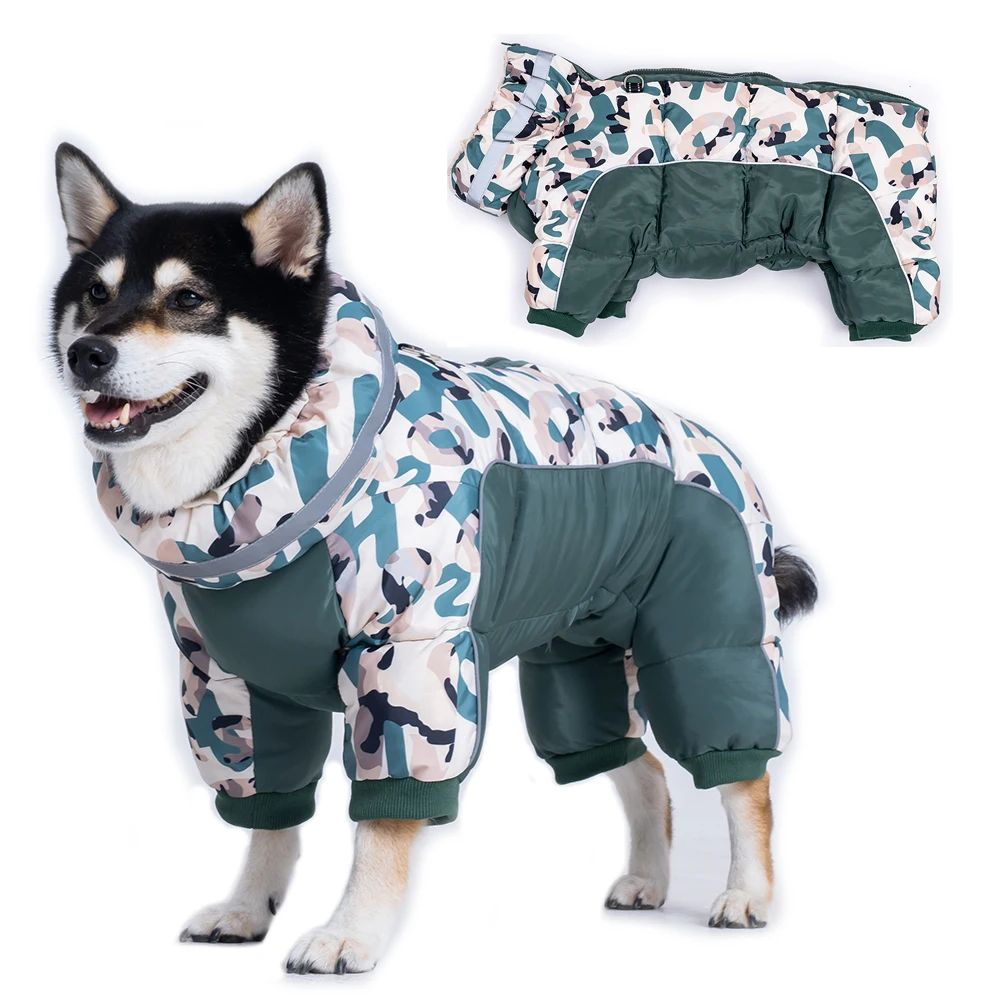 개를위한 겨울 작업복 슈퍼 두꺼운 따뜻한 개 코트 방수 Snowsuit 전체 덮여..