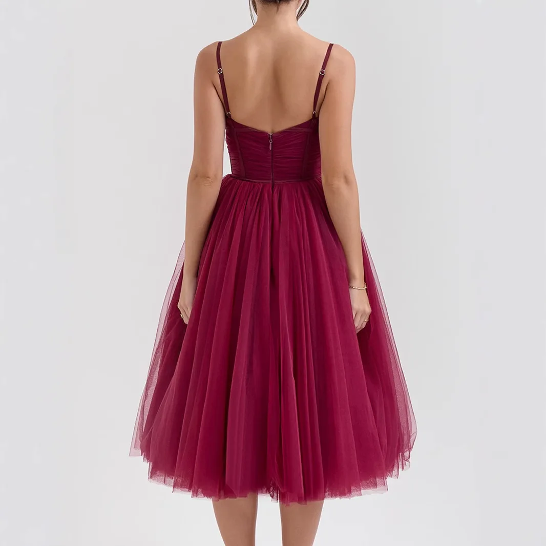 green emerald velvet dress Lilac Mesh Fit & Flare Midi Dress main image 0