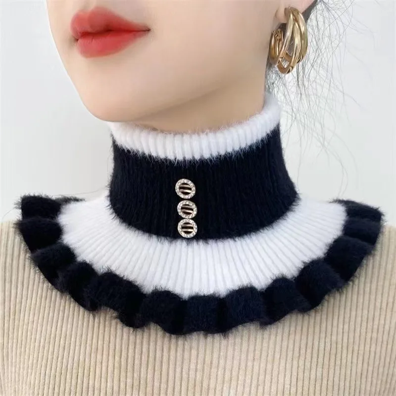 Women's Autumn Winter Warm Scarf Fake Collar Imitation Mink Velvet Soft Scarves New Neck Warmer Protection Collar
