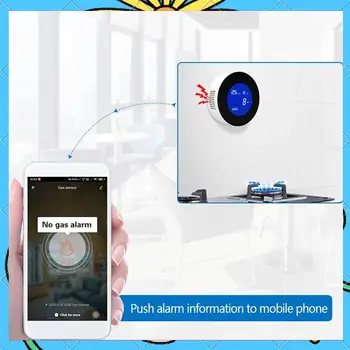 Combustible Gas Detector Combustible Gas Leak Detector With Temperature Function With LCD Display With Tuya App EU Plug-[A51I] 1