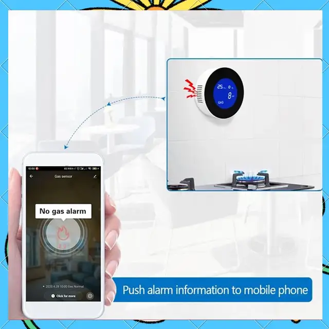 Combustible Gas Detector Combustible Gas Leak Detector With Temperature Function With LCD Display With Tuya App EU Plug-[A51I] 1