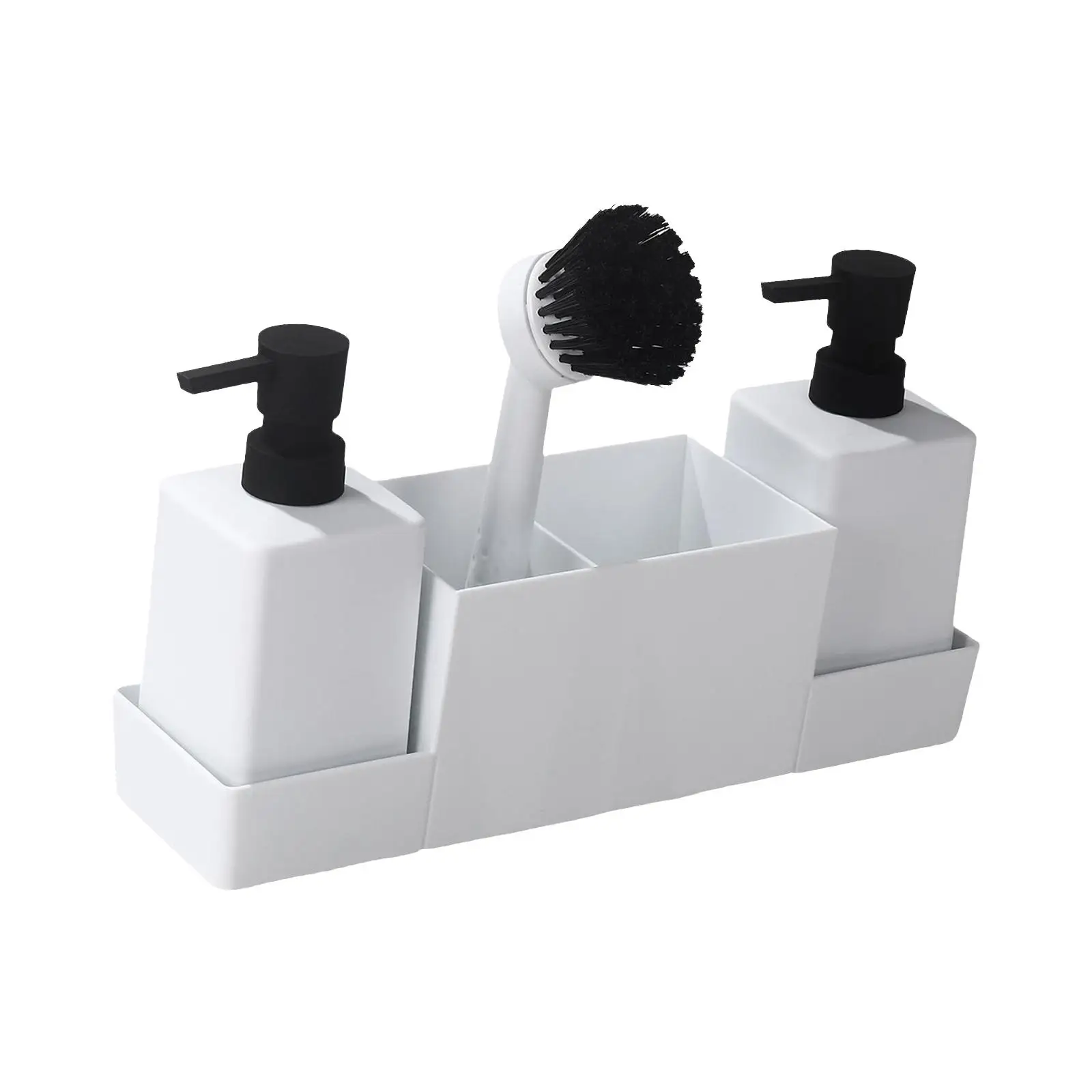 Countertop Soap Dispenser with Sponge Holder Refillable Store Sponge Scrubber