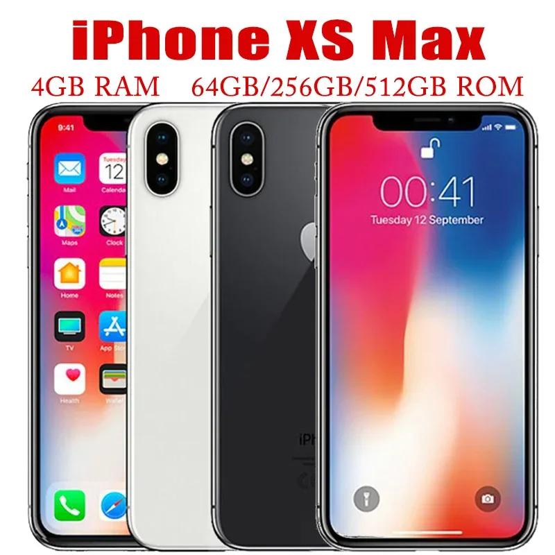 Apple iPhone XS Max 4G Mobile Phone LTE 5.8" Unlocked Original 4GB RAM 64GB/256GB ROM 12MP+7MP Hexa-Core SmartPhone