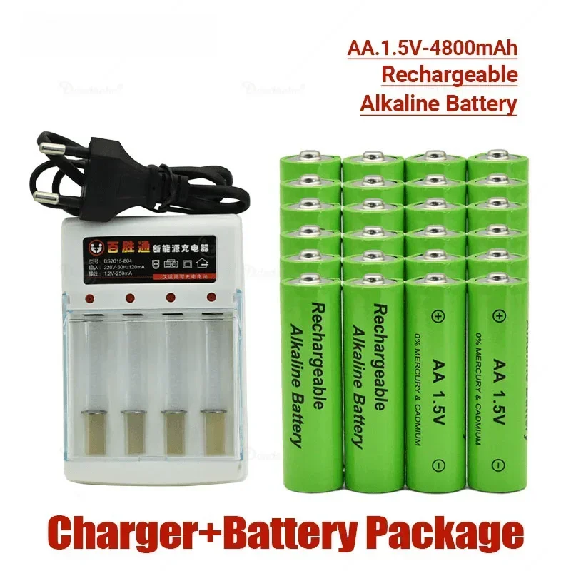 

100% brand new rechargeable battery AA 1.5V 4800mah chargeable For Clock Toys Flashlight Remote Control Camera battery+charger