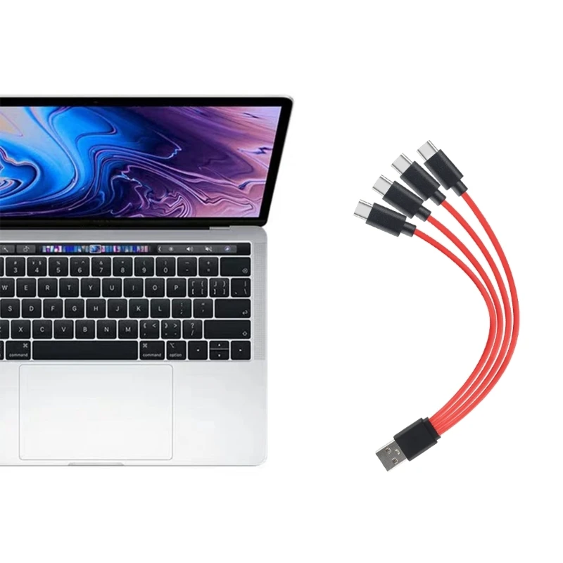 내구성 4 in 1 변환 유형-C USB 케이블 코드 와이어 분배기 충전 4 포트 호환 전화 노트북 태블릿 충전 케이블