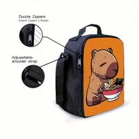 1Pc Boy Cute Capybara Printed Insulated Lunch Bag Large Capacity Party Picnic Camping Beach Bag Waterproof And Leakproof Handbag 1