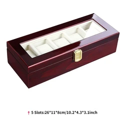 Elegant Wooden Watch and Jewelry Organizer Box - Multiple Grid Options (5 slots)