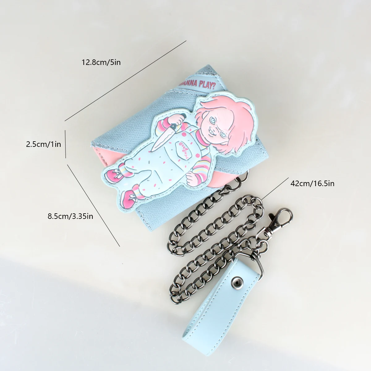 Triple fold chain men's wallet, stylish three-dimensional design women's card holder