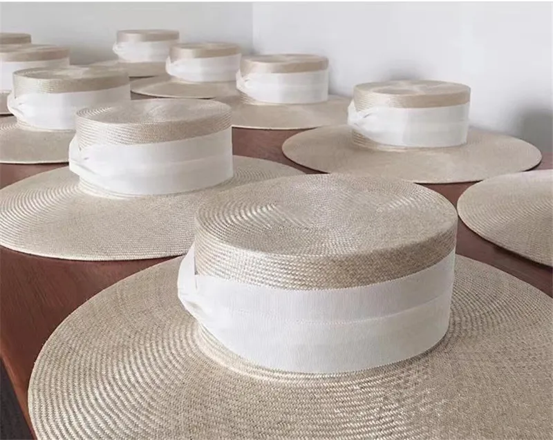 

202205-hh5220B SUMMER dropshipping pearl luster Natural fine sisal handmade high end lady fedoras cap women panama jazz hat