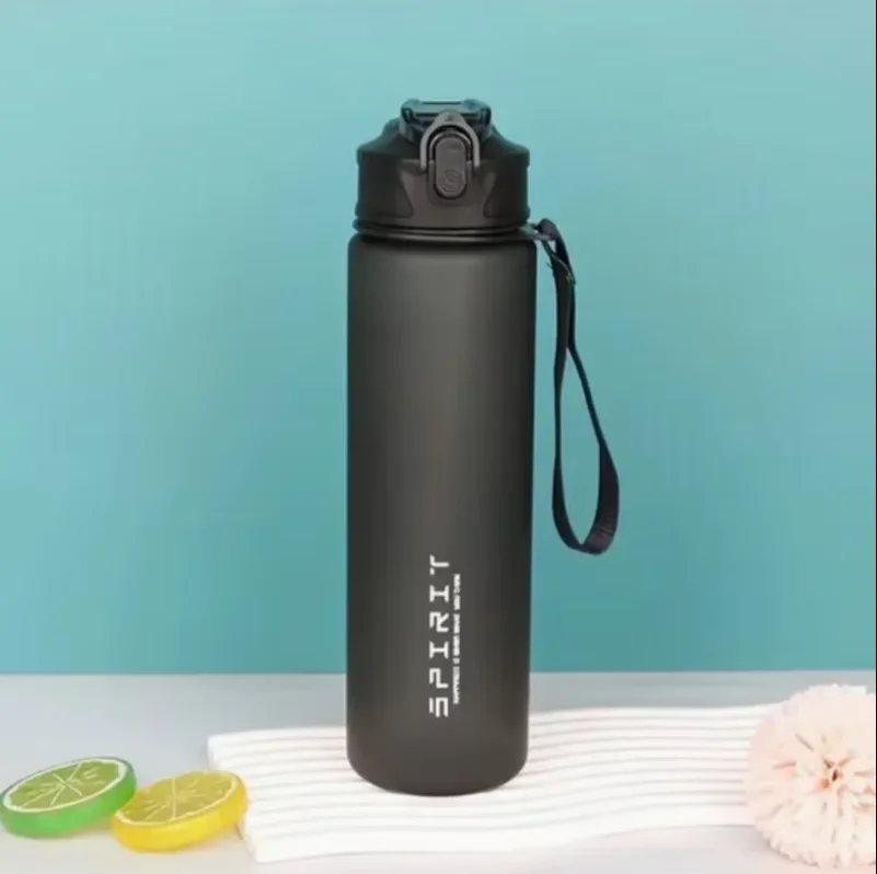 Time-Tracking Leak-Proof Sports Water Bottle with Locking Flip Cover