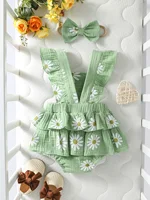 Baby's  Lovely Cute Girls Summer Sleeveless Printing Daisy  Japan&Korean Jumpsuits 2