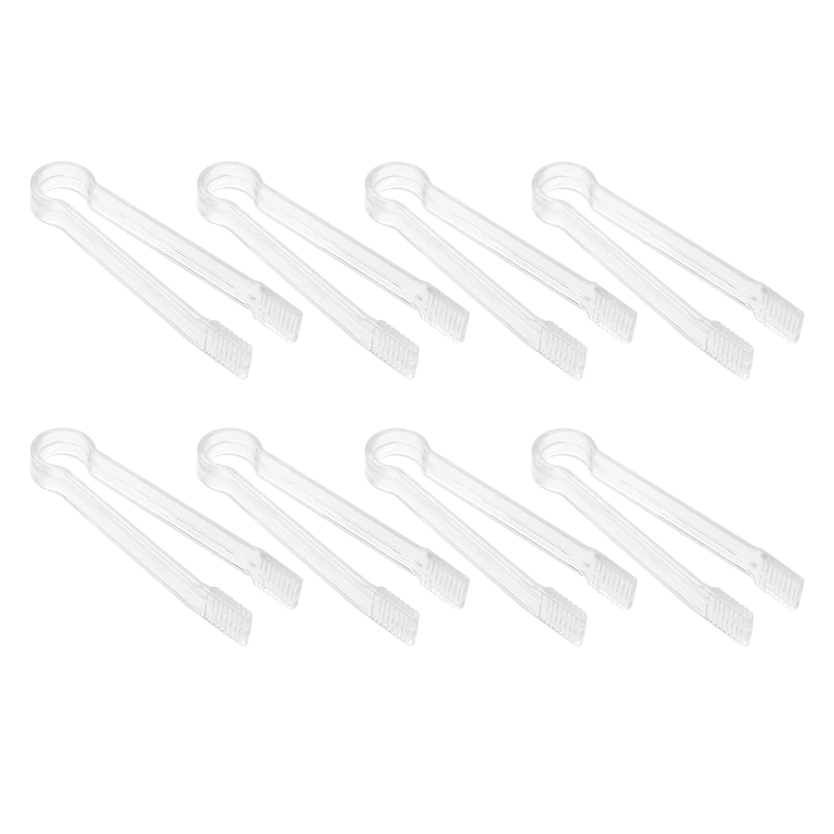 

8 Pcs Plastic Buffet Serving Tongs Mini Serving Utensil Tongs Appetizers Tongs Clear Kitchen Tongs 6.3 inch Small Ice