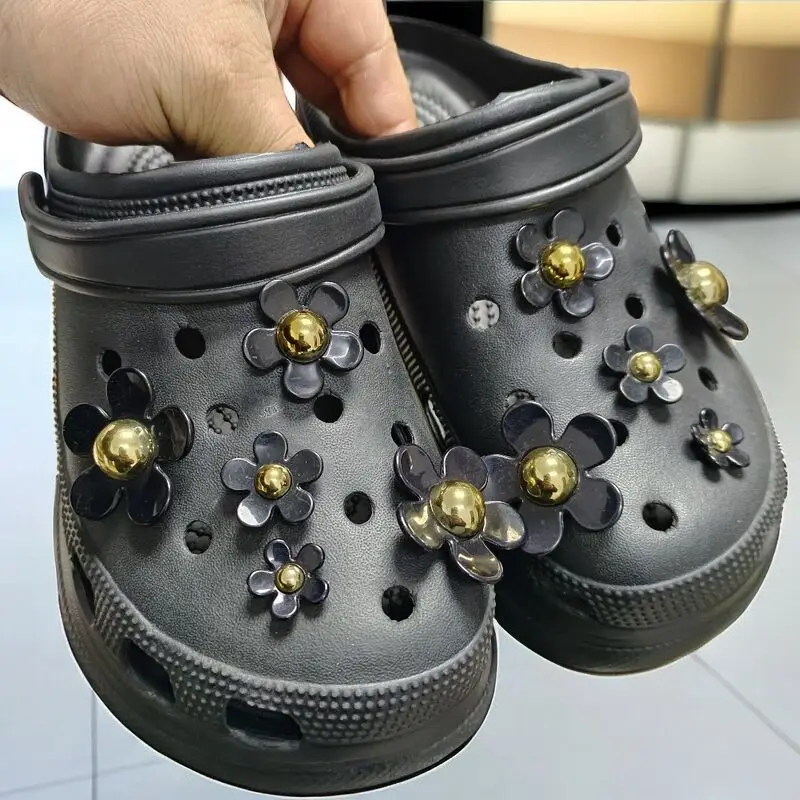 

Лидер продаж, подвеска для обуви с отверстиями, готовая к нанесению, черно-белая искусственная комбинация, Пряжка для обуви, подарок для девочки