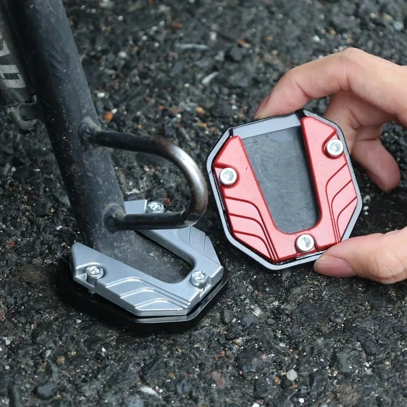 CNC Aluminum Alloy Motorcycle Bike Kickstand Extender Foot Side Stand Extension Pad Support Plate Anti-skid Enlarged Base