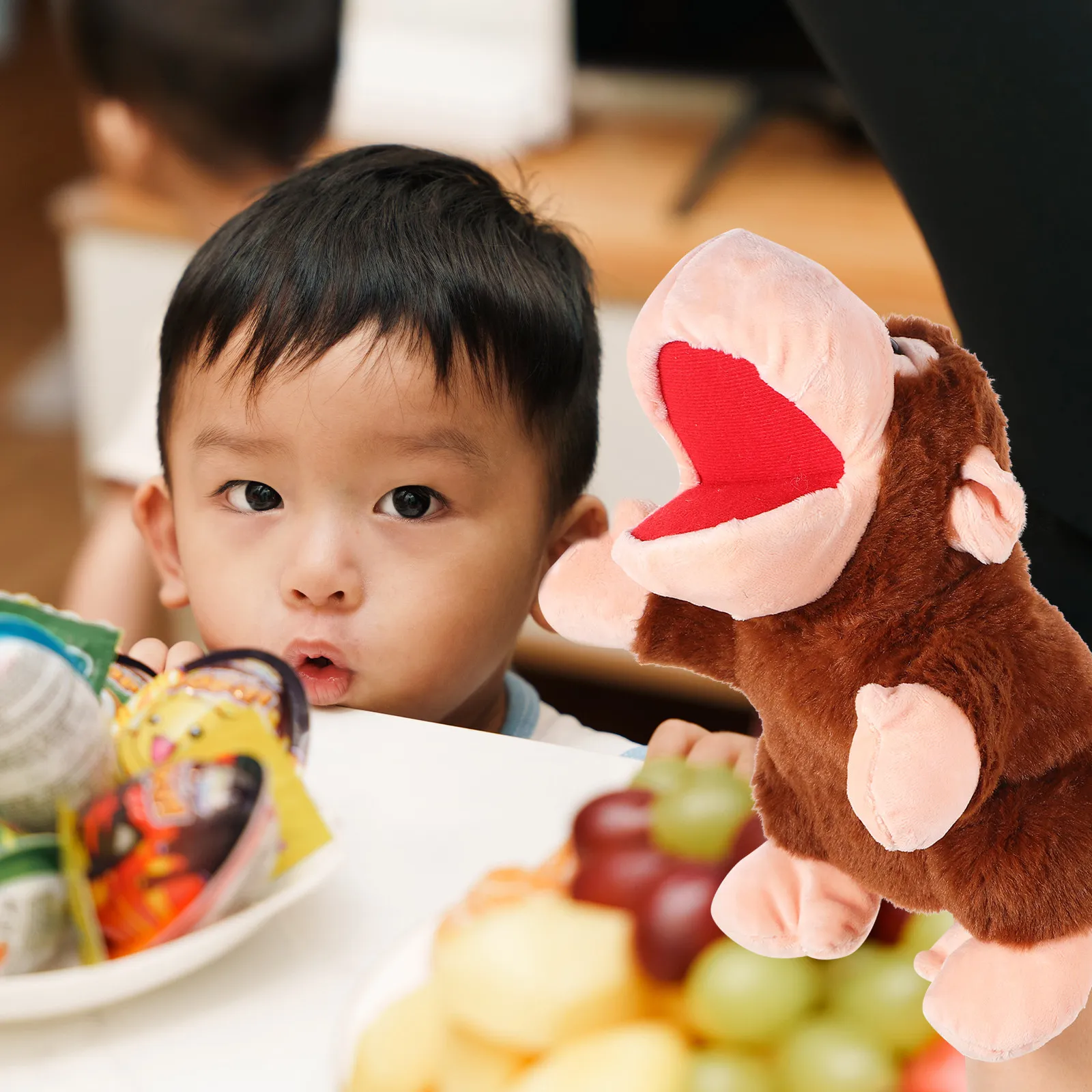 사랑스러운 원숭이 손인형 상상력 넘치는 놀이를 위한 부드럽고 편안한 인형 소품 인형극 스토리텔링 조기 학습 부모를 위한