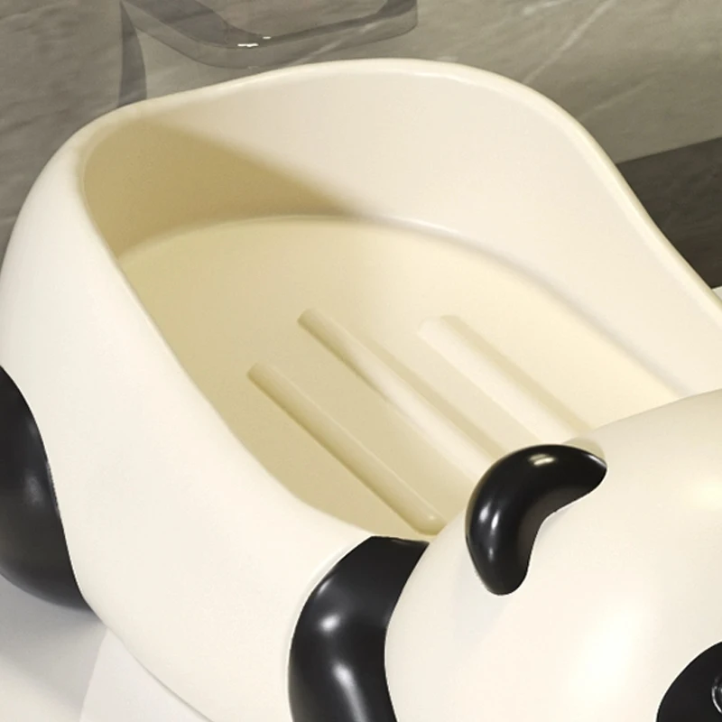 Resin Panda Shaped Soap Dish Storage Rack, Home Bathroom Supplies Creative Light Luxury High Beauty Cute Drain, No Punching, 1Pc