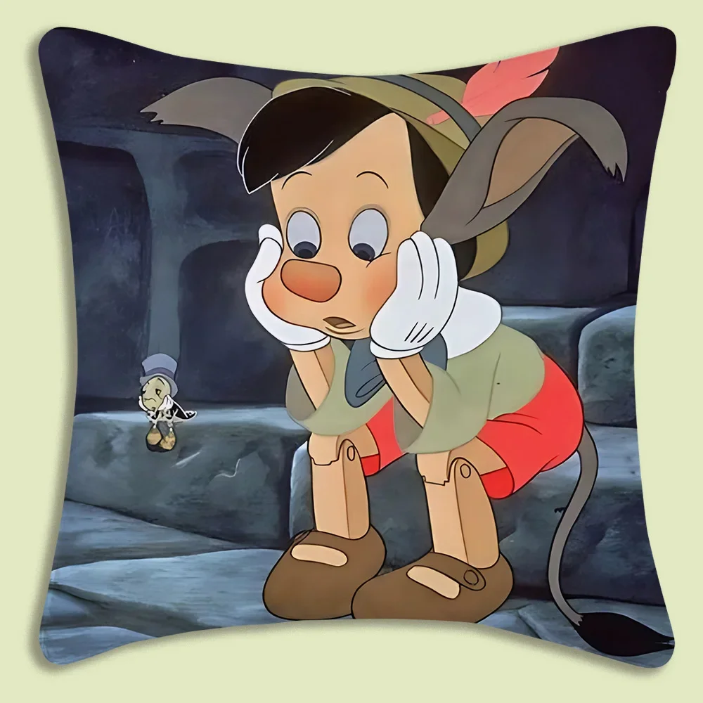 Funny Pinocchio Pillow Covers Cartoon Sofa Decorative Home Double-sided Printing Short Plush Cute Cushion Cover