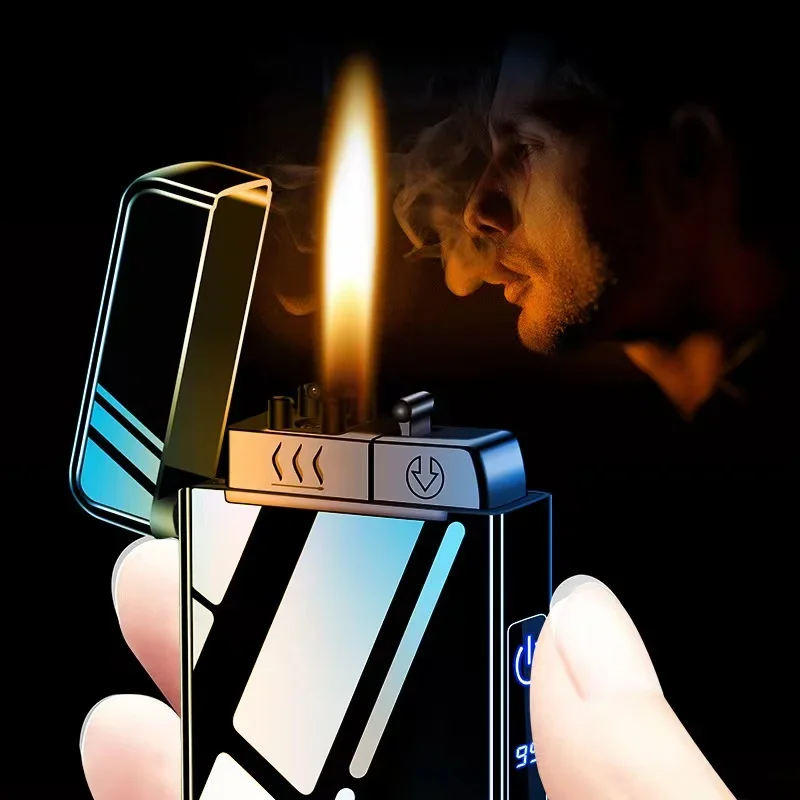 Butane gas lighter,cigarette lighter USB Torch Lighter Metal Windproof Electric Gas Butane Lighter Rechargeable Cigar Accessories Men's Gift Smonker