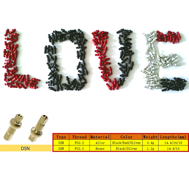 Bicycle Parts Bike Spokes Nipples 1pcs/lot Pillar DSN Aluminum Alloy or Brass Bike Spoke Nipple 14G(FG2.3) 14.4mm 16mm 18mm Double Square Head