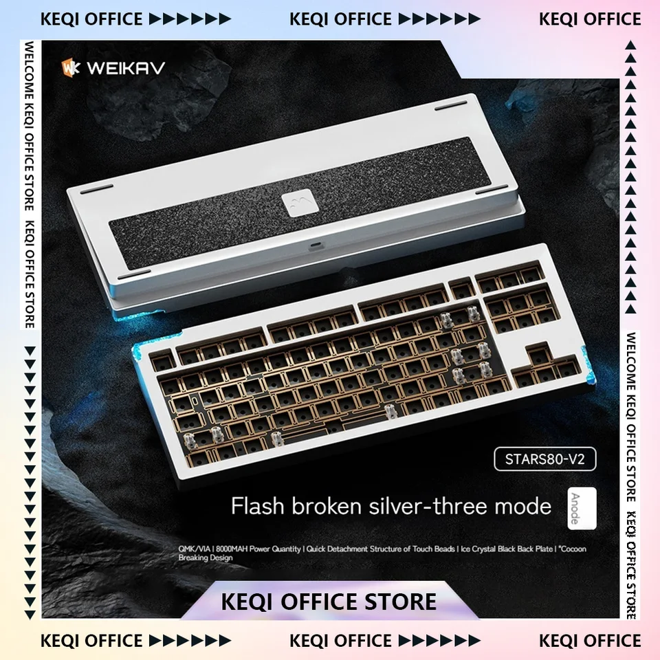 New Weikav Stars80 V2 Mechanical Keyboards Kit QMK/VIA Tri-mode