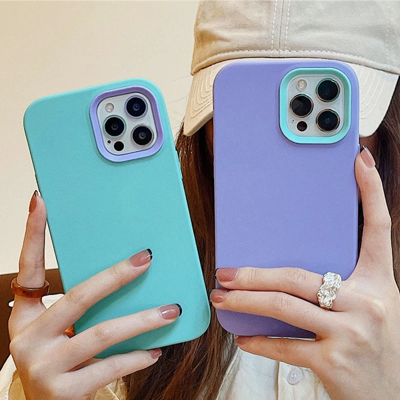 

3 in 1 Detachable Liquid Silicone Phone Case For iPhone 14 13 11 12 Pro Max Mini XR XS Max X 7 8 Plus SE 2020 Bumper Cover funda