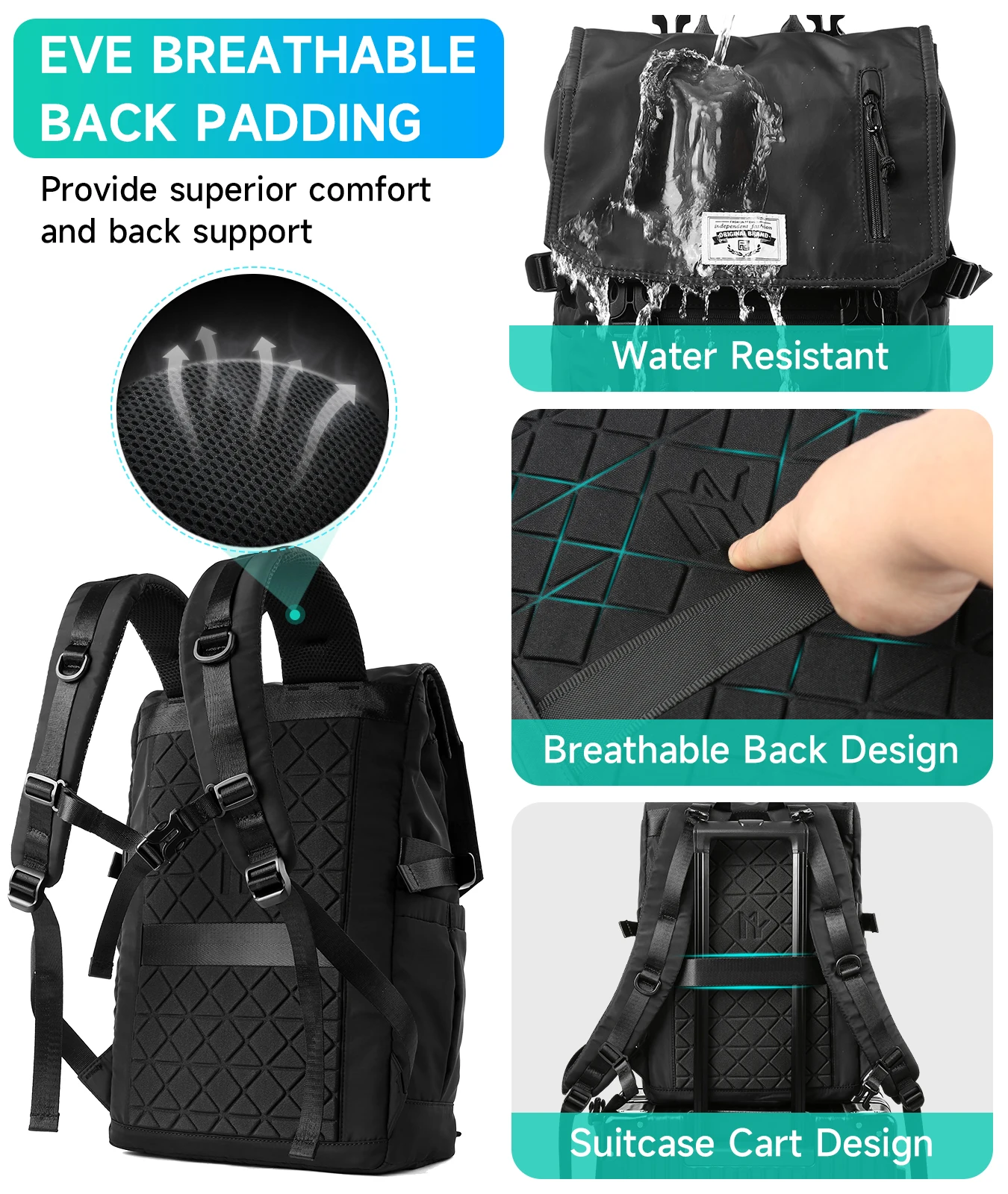 MOYYI in Zaino per laptop espandibile Uomo Donna Grande Roll