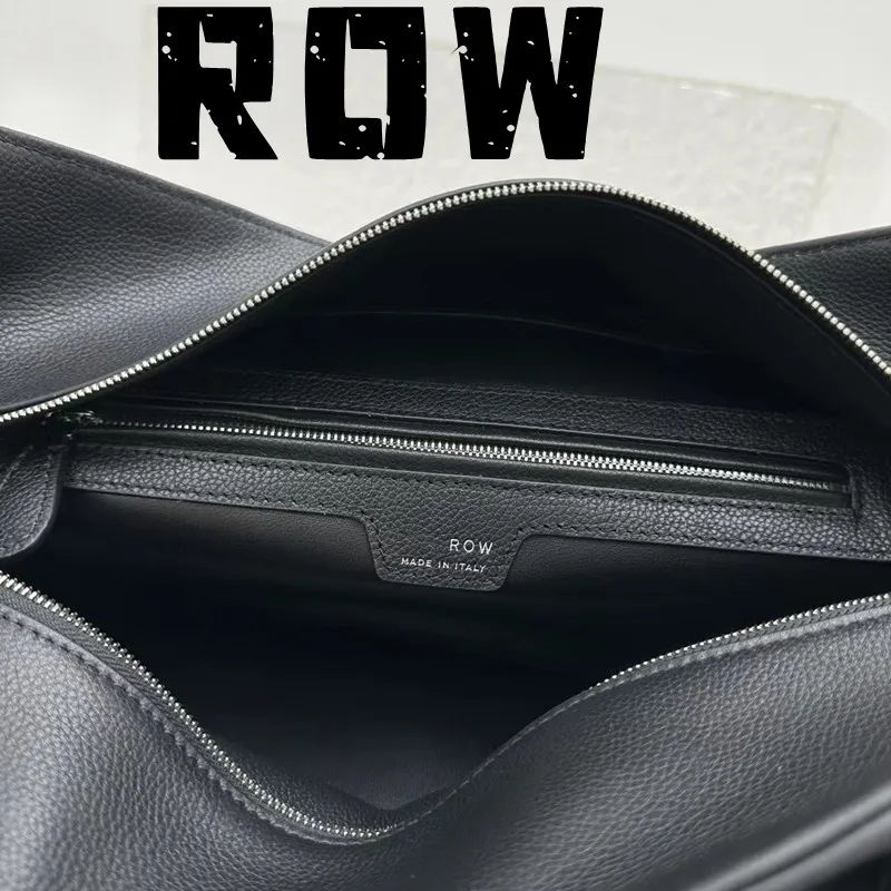 ROW 2023 Women's Classic Black Tote Underarm Bag Commuter Leisure Simple Large Capacity Cowhide Inner Lining