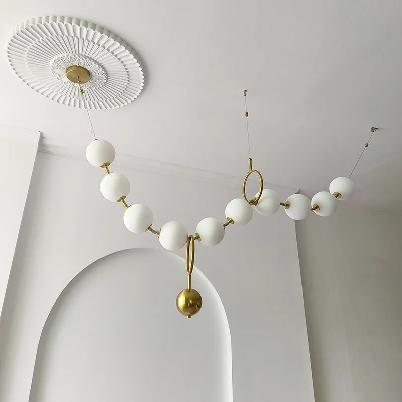 Necklace Pendant Light Nordic Luxury Suspension Ceiling Chandelier Glass Ball Hanging Lamp 2