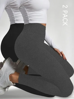 2 pack plus size Women's High Waisted Leggings - Super Soft Fabric Ideal for Yoga Running Workout and Relaxing at Home