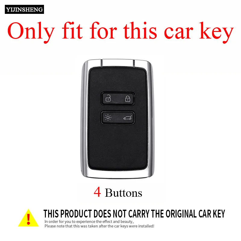 4 Button Zinc Alloy + Leather Car Key Case Cover Skin Holder For Renault Koleos Kadjar Captur Megane Clio Scenic Talisman Arkana — view 2
