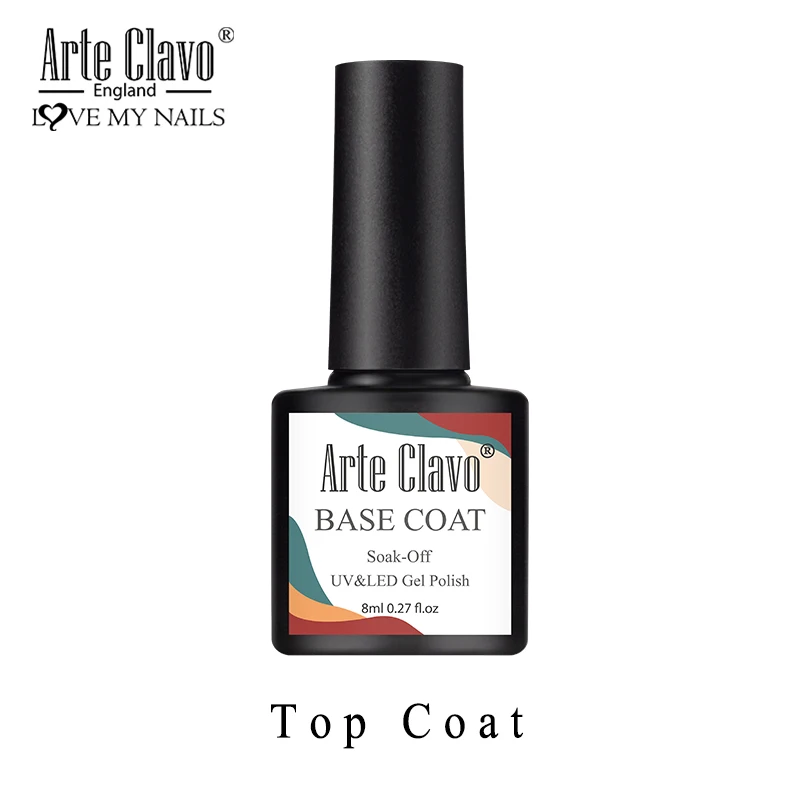 Arte Clavo 8ml Gel Nail Polish Top Base Coat Gellak Primer Varnish Lacquer LED Nail Art Manicure Soak Off Nail Polish Top Base