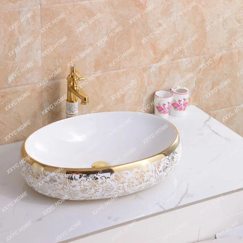 

European-Style Table Basin Oval Mini Household Sink Art Basin Washbasin Square Wash Basin