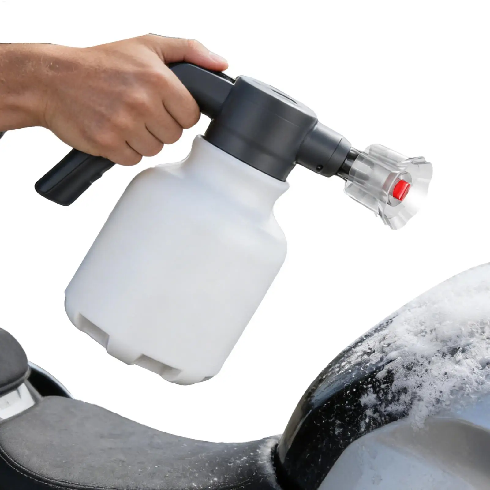 2L 전기 자동차 세차 폼 스프레이어 자흡식 충전식 에어 압력 분무기 자동 75도 팬형 폼 출력 병