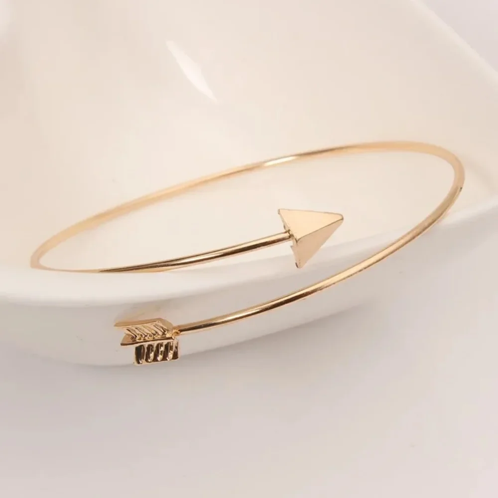 FSUNION 2025 New Arrival Punk Open Adjustable Arrow Cuff Bracelets for Women Fashion Simple Gothic Wrist Feather Bangles Jewelry 3